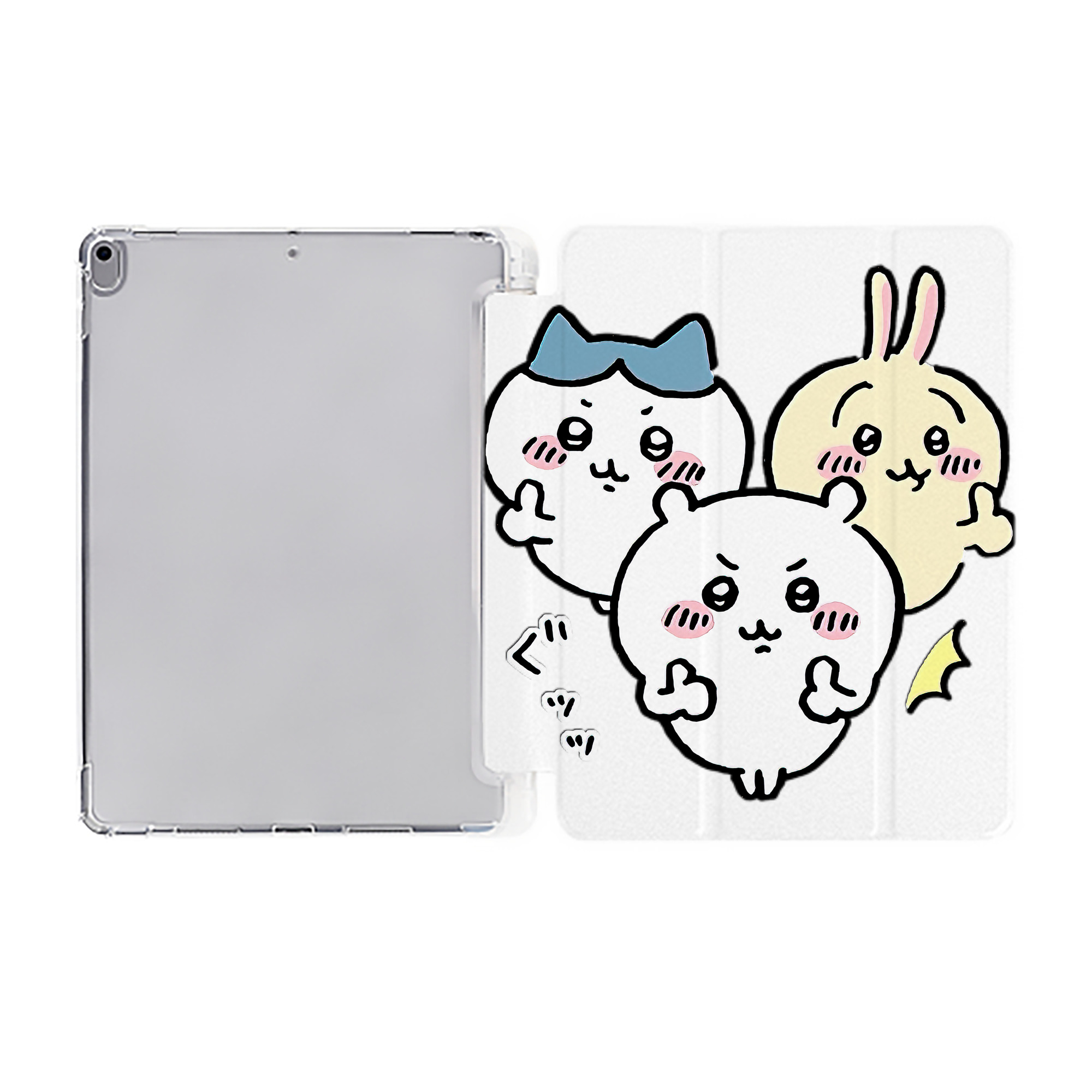 （画像用） ちいかわ うさぎ Chii-kawa usagi IPad ケース ペン収納付き 三つ折りスタンド PUレザー×シリコン 対応機種9.5/10.5/10.9インチ